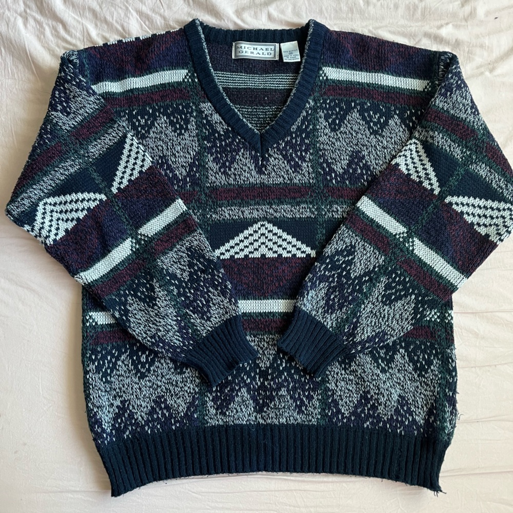 vintage knitted v neck sweater